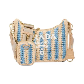 PRADA Re Edition Natural Raffia Fiber Shoulder Bag Women's