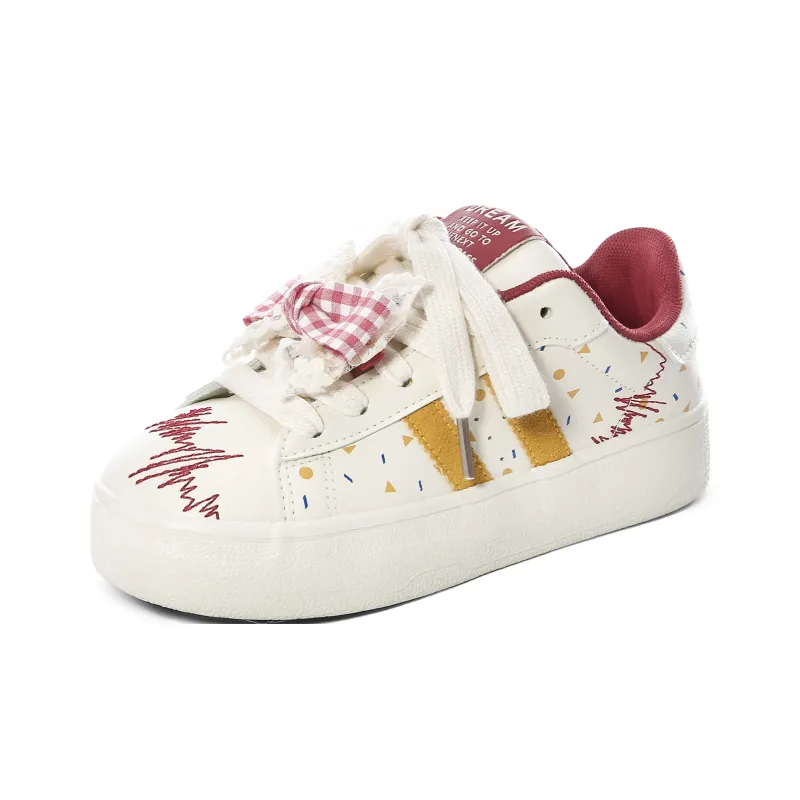 Lovely You Wear resistant And Lightweight Low Top Skateboard Shoes Women's Red Yellow-6