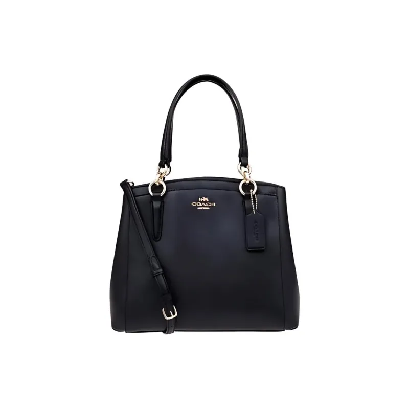 COACH Leather Handbag Shoulder Bag Crossbody Bag Medium Size Women's Black-0