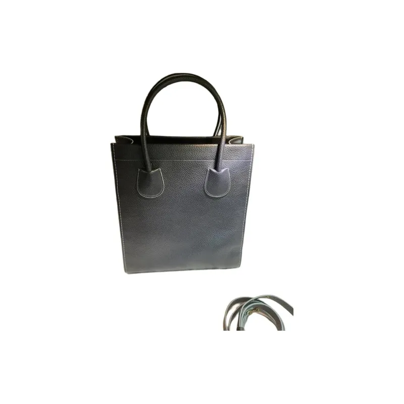 COACH Cashin Leather Tote Bag, Shopping Bag, Handbag, Shoulder Bag Women's Brass & Midnight Marine Blue-3