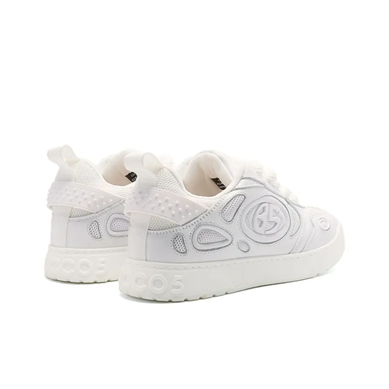 BLOCCO5 Low Top Skateboard Shoes Unisex White-2