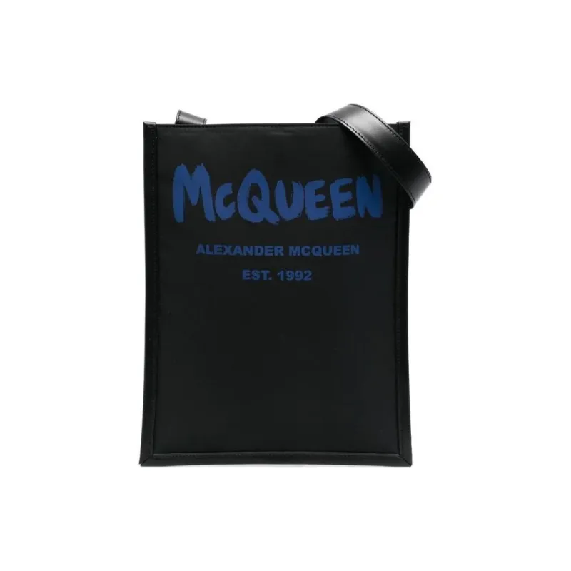 Alexander McQueen Fabric With Leather Trim Messenger Bag, Crossbody Bag, Shoulder Bag Men's-0