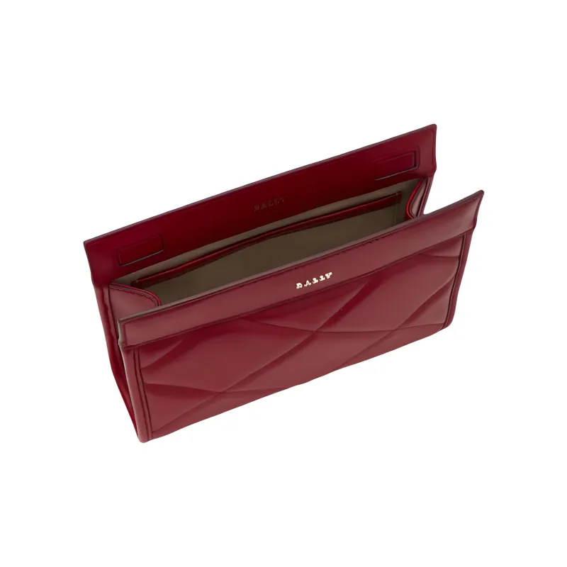 BALLY Sheepskin Wrist Bag Clutch Medium Size Women's Red-3