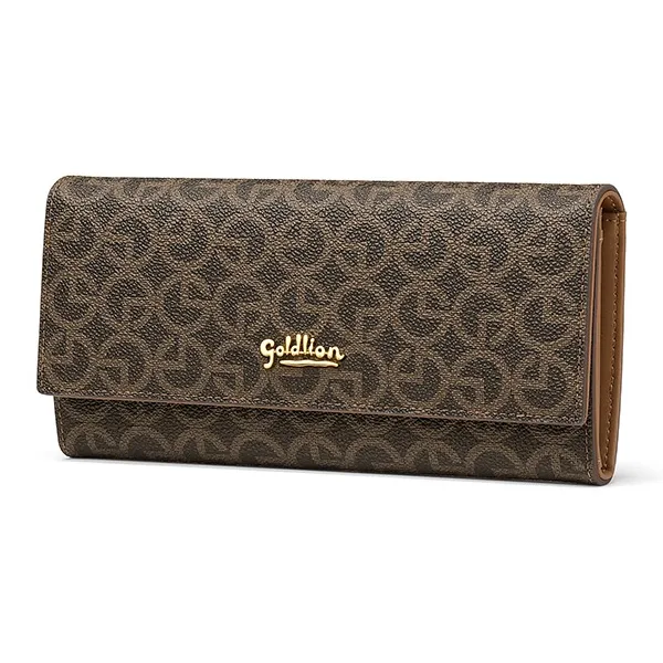 GOLDLION PVC Wallet Women's Ecru/Coffee-5