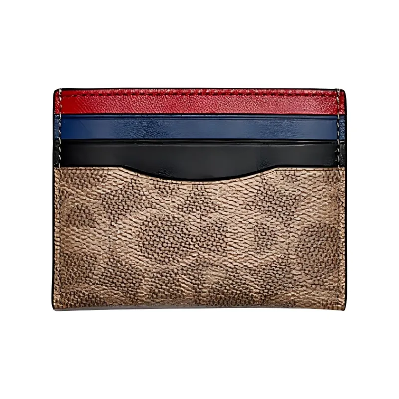 COACH Card Case Canvas Wallet Men's Brown-0