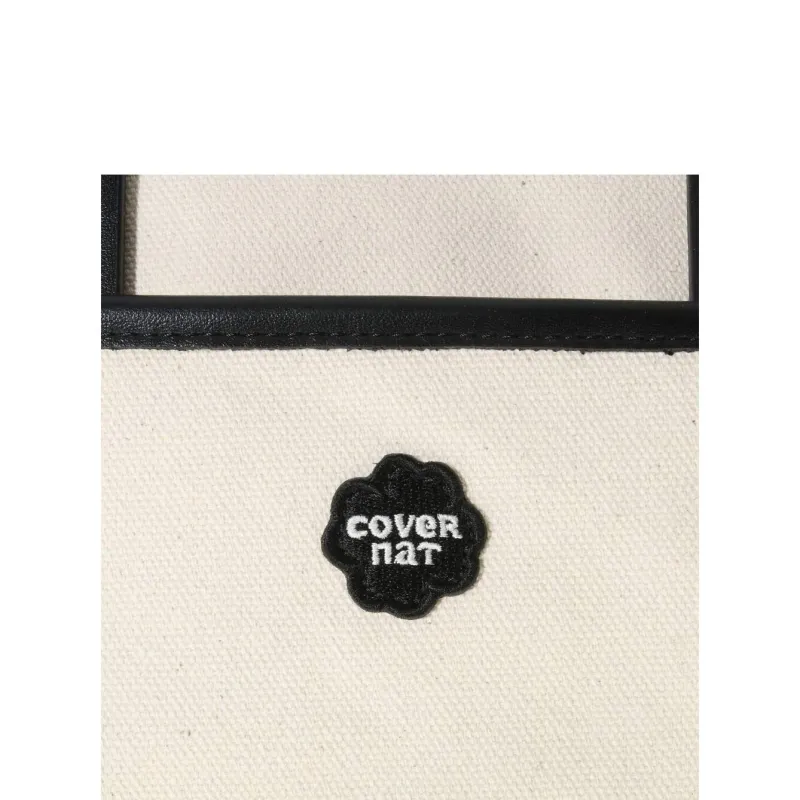 COVERNAT Canvas One Shoulder Handbag Medium Size Women's Black & White-4