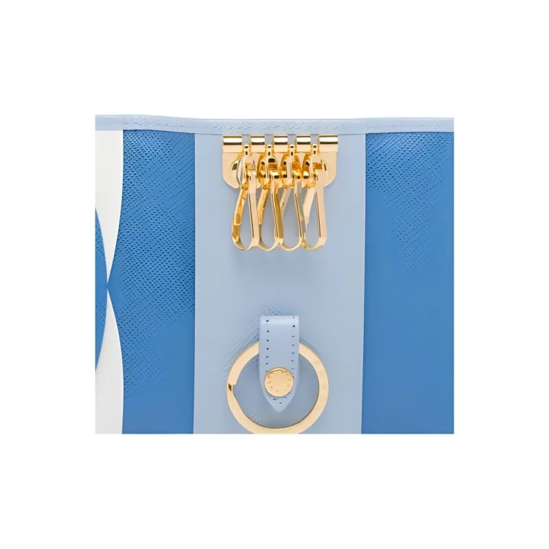 PRADA Leather Key Pouch Women's Light Blue-4