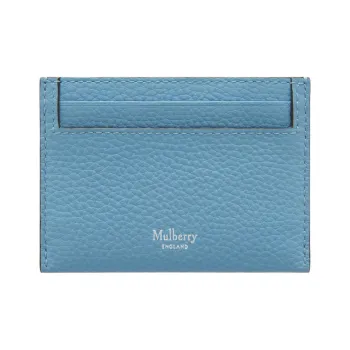 Mulberry Grained Cow Leather Card Holder Small Size Women's Cornflower Blue