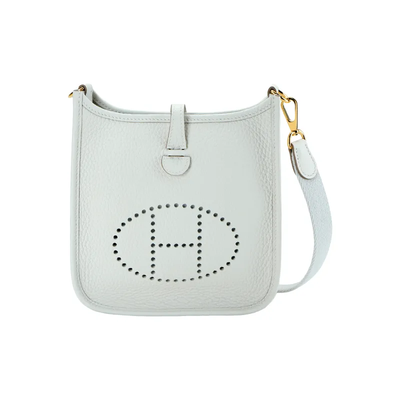 HERMES Evelyne Clemence Cow Leather Evelyn Shoulder Bag, Crossbody Bag Mini Women's Pearl White-0