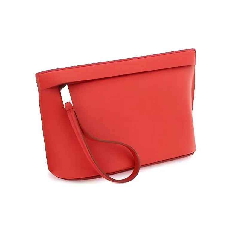 FERRAGAMO Grained Cow Leather Clutch Men's Red-1