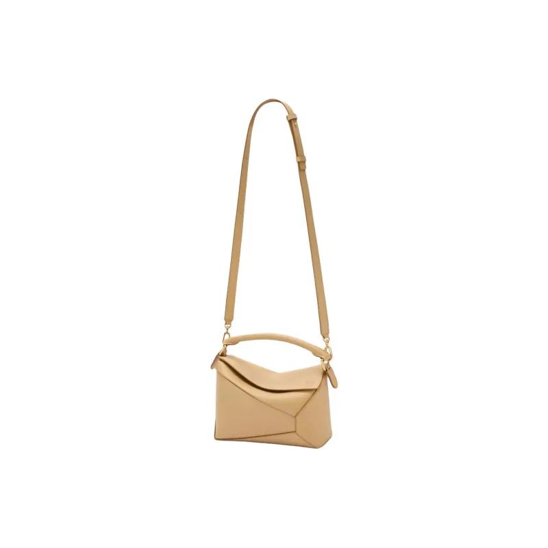 LOEWE Classic Calfskin One Shoulder Handbag Trumpets Women's Silk Beige-1