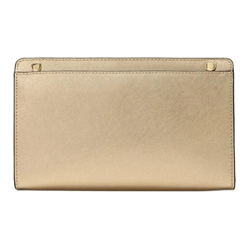 MICHAEL KORS Jet Set Travel Cow Leather Clutch, Crossbody Bag, Shoulder Bag Women's Gold-3