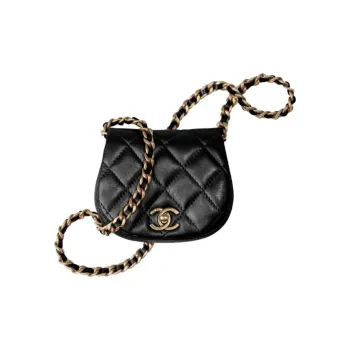 CHANEL Dome Bag Saddle Bag Shoulder Bag, Crossbody Bag, Coin Purse Women's Black