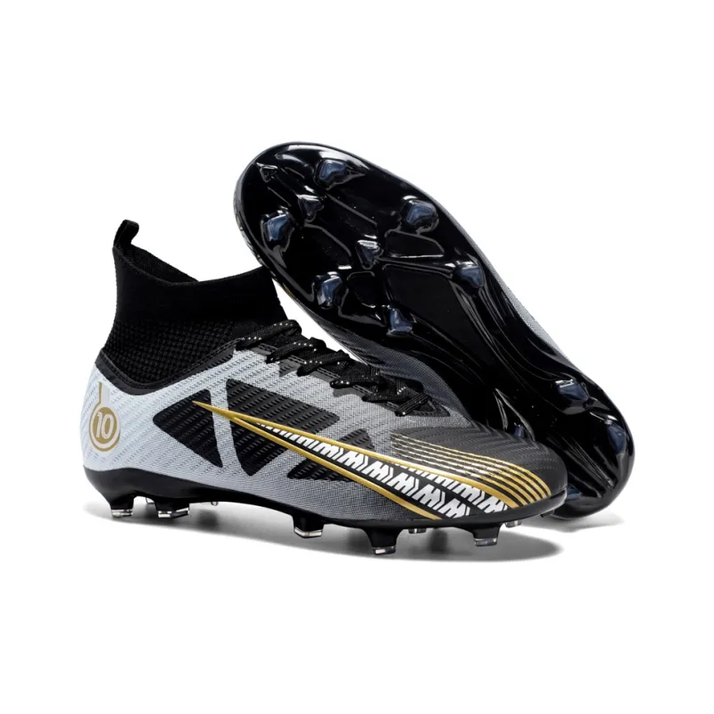 OFFER AITR Soccer Shoes Unisex High Top Aqua/White Gold/Black-27