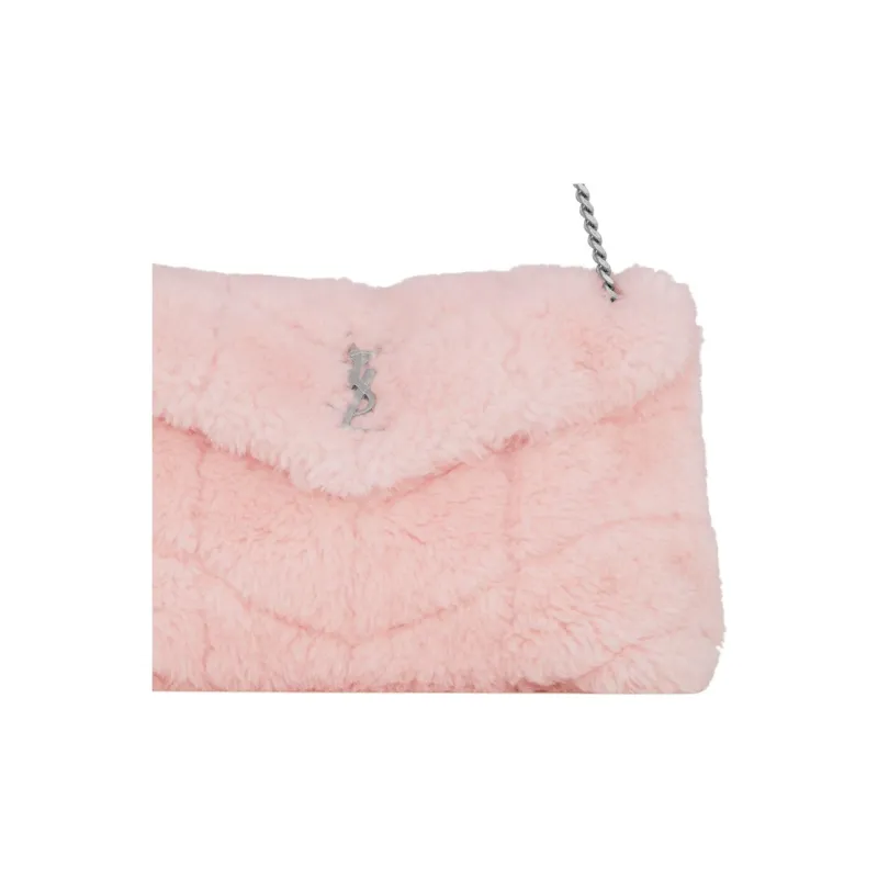 SAINT LAURENT PUFFER Wool Handbag, Shoulder Bag Trumpets Women's Pink-2