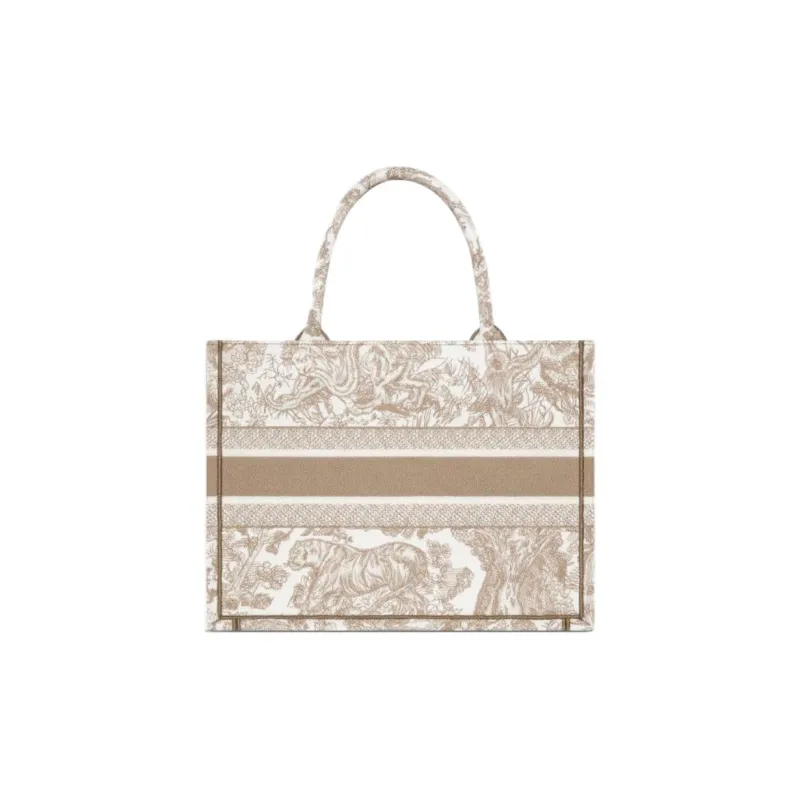 DIOR BookTote Cotton Tote Bag, Shopping Bag, Handbag Medium Size Women's Beige-2