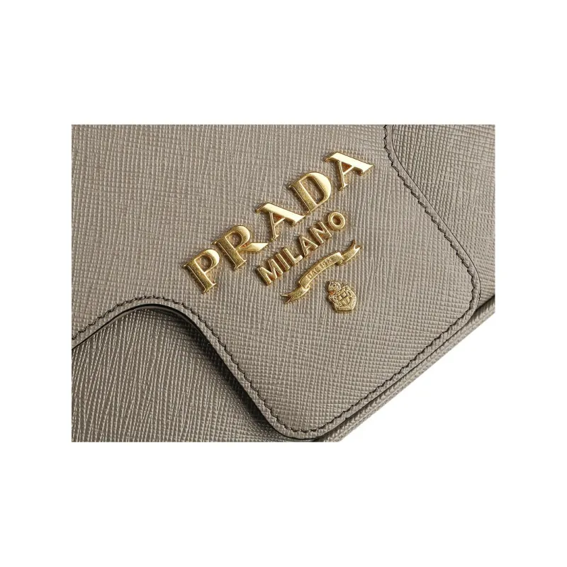 PRADA Saffiano Cow Leather Crossbody Bag Shoulder Bag Women's Gray-10