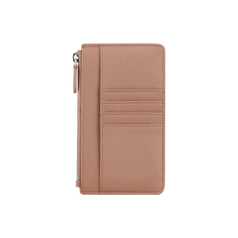 EMPORIO ARMANI Leather Card Holder, Coin Purse Unisex Brown-1