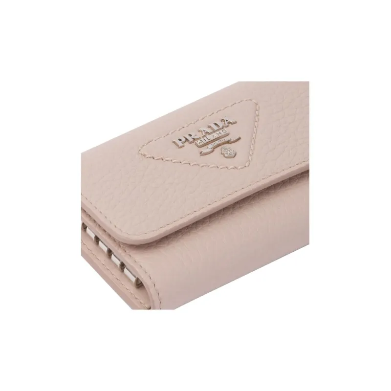 PRADA Leather Key Pouch Women's Water Lily Color-3