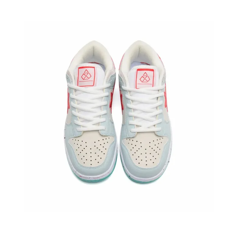 Circle Small Coverage Wear Resistant Lightweight Low Top Skateboard Shoes Unisex Mint Blue Red-3