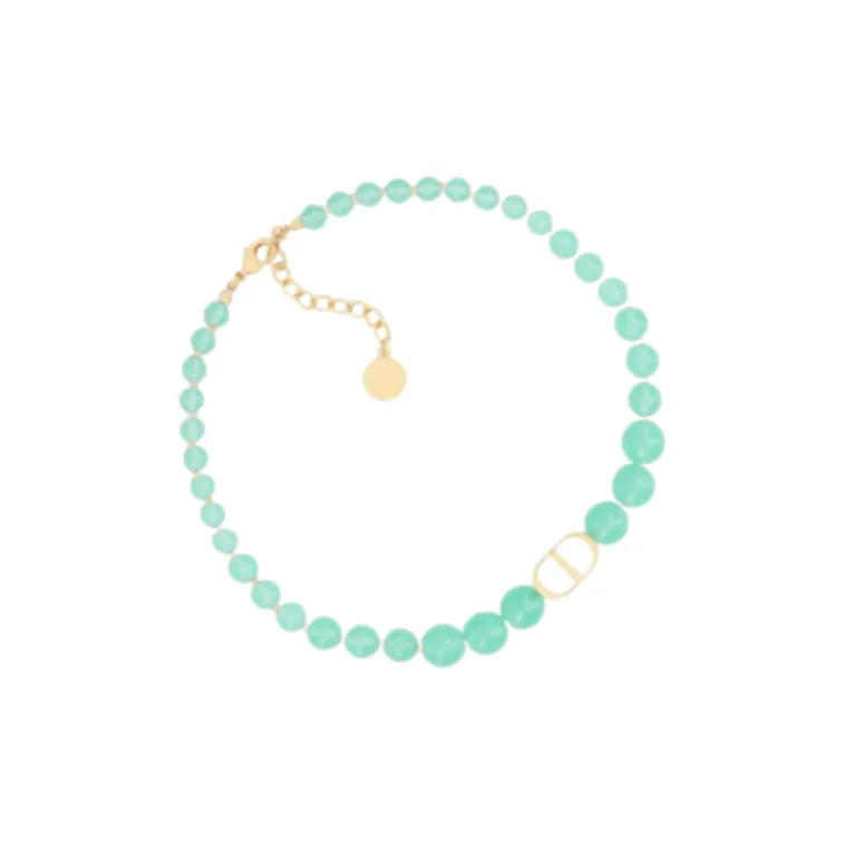 DIOR Resin Bead Necklaces Women's Aquamarine Gold-2