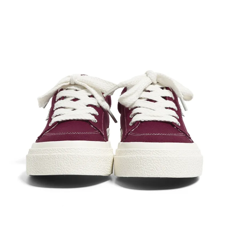 HUANQIU Slip Resistant, Abrasion Resistant, Breathable Low Top Canvas Shoes Women's Burgundy-3