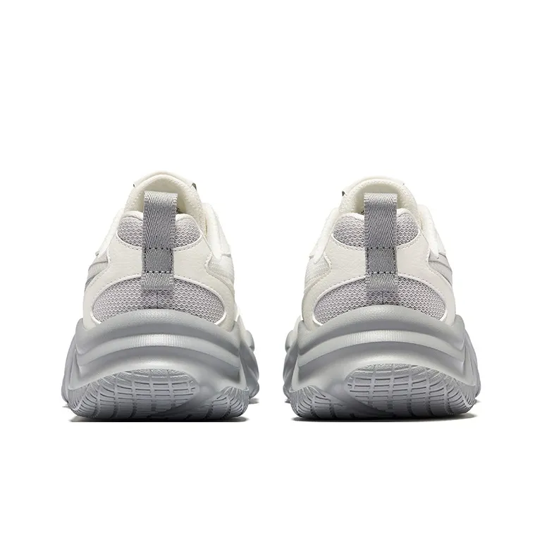 Erke Ci Wu Rebound Wear Resistant Breathable Low Top Casual Shoes Women's Microcrystal White Mist Gray-3