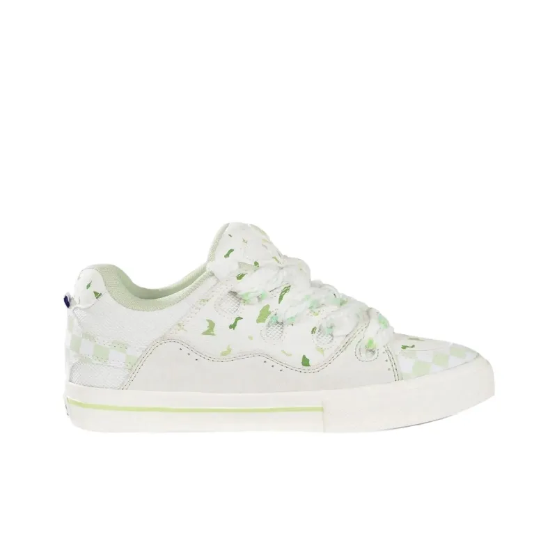 Yalu Wear resistant And Lightweight Low Top Skateboard Shoes Women's Cream Blue-27