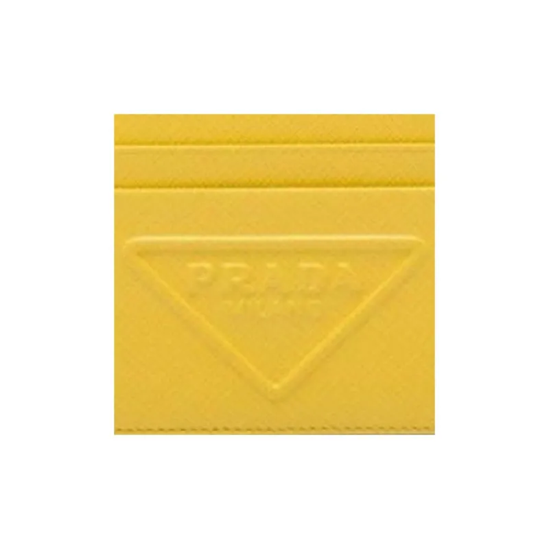 PRADA Leather Card Holder Women's Yellow-3