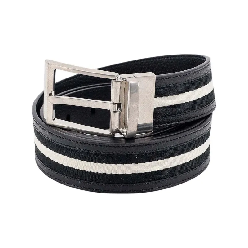 BALLY Shiffie 35mm Reversible Belt In Fabric And Leather-2