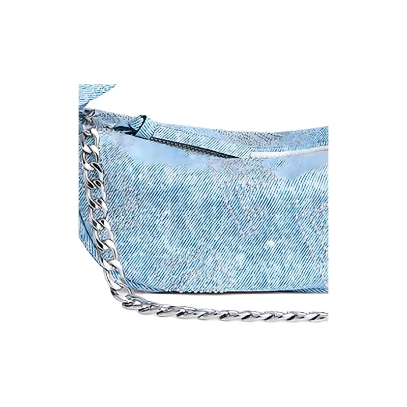 By Far Baby Cush Goat Leather One Shoulder Handbags Small Size Women's Denim Blue-4
