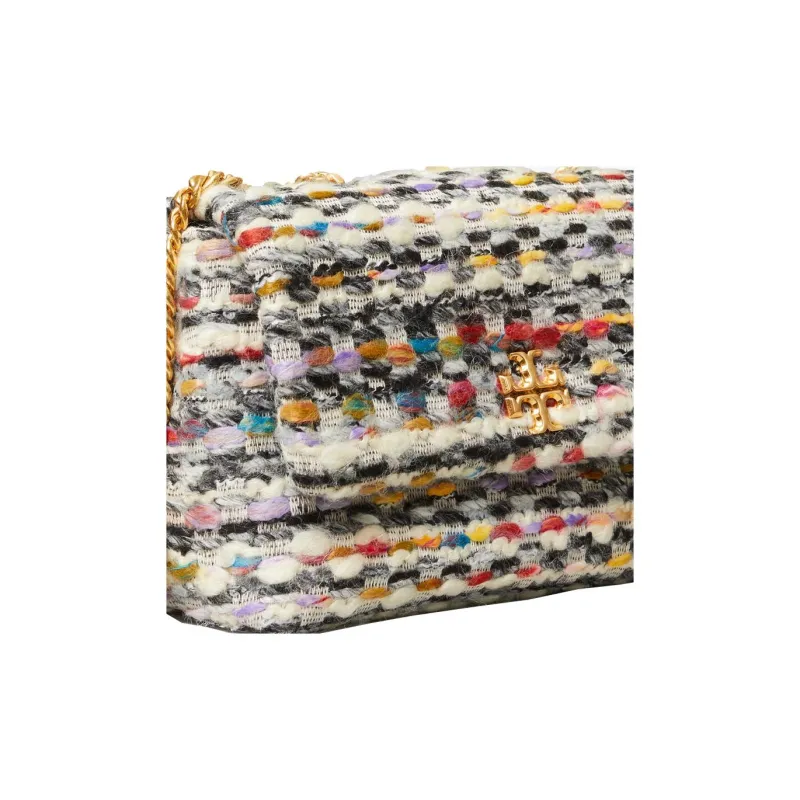 TORY BURCH Kira Tweed Chain Bag, Portable Crossbody Bag, Shoulder Bag Women's White & Multicolor-3