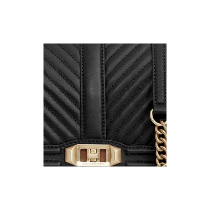 REBECCA MINKOFF Genuine Leather Shoulder Bag Crossbody Bag Women's Black & Light Gold-3