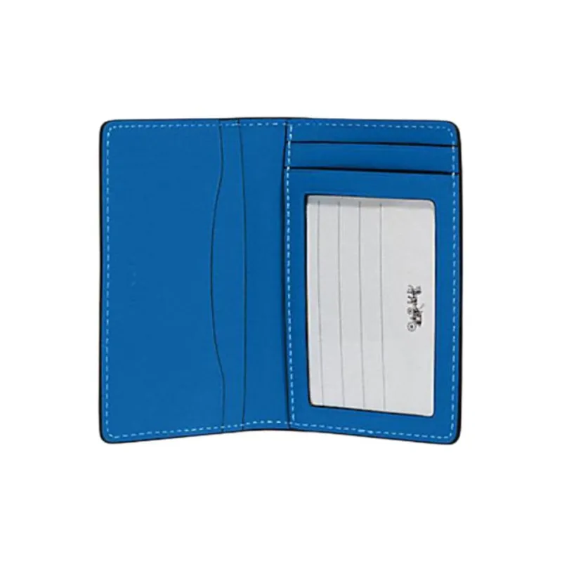 COACH Calfskin Coin Purse Wallet Mini Women's Bronze & Bright Blue-5