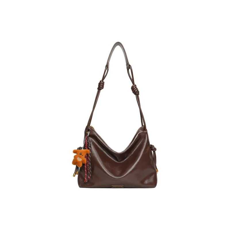 PT'SON Synthetic Leather Underarm Crossbody Bag, Shoulder Bag Regular Women's Coffee/Black-1