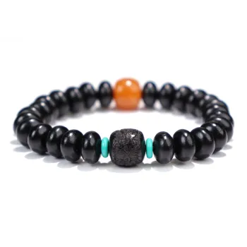 LIBEIDINGSHENG Ebony Wealth Lock Account Business Prosperity Constant Beaded Bracelet Unisex