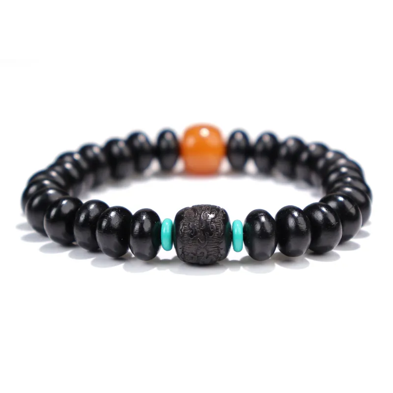 LIBEIDINGSHENG Ebony Wealth Lock Account Business Prosperity Constant Beaded Bracelet Unisex-0