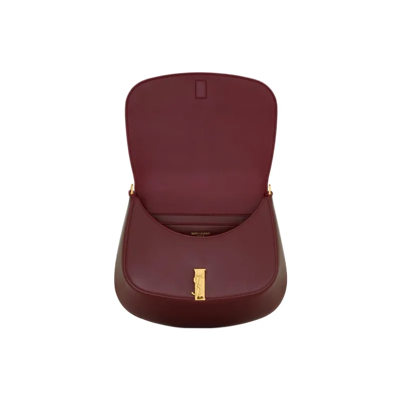 SAINT LAURENT Leather One Shoulder Handbag Women's Cabernet Sauvignon Red Color-4