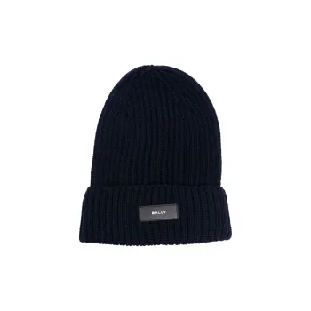 BALLY Merino Wool Beanies Unisex Midnight Blue