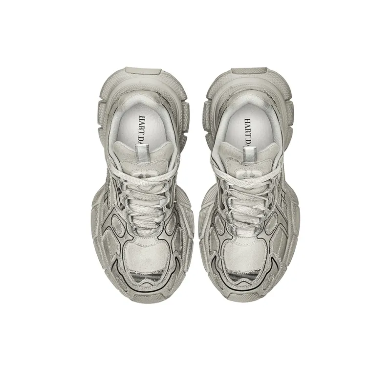 HART DAVIS X103 Series Gray Earth Cushioned Wear Resistant Slip Resistant Low Top Chunky Sneakers Unisex Light Gray-4