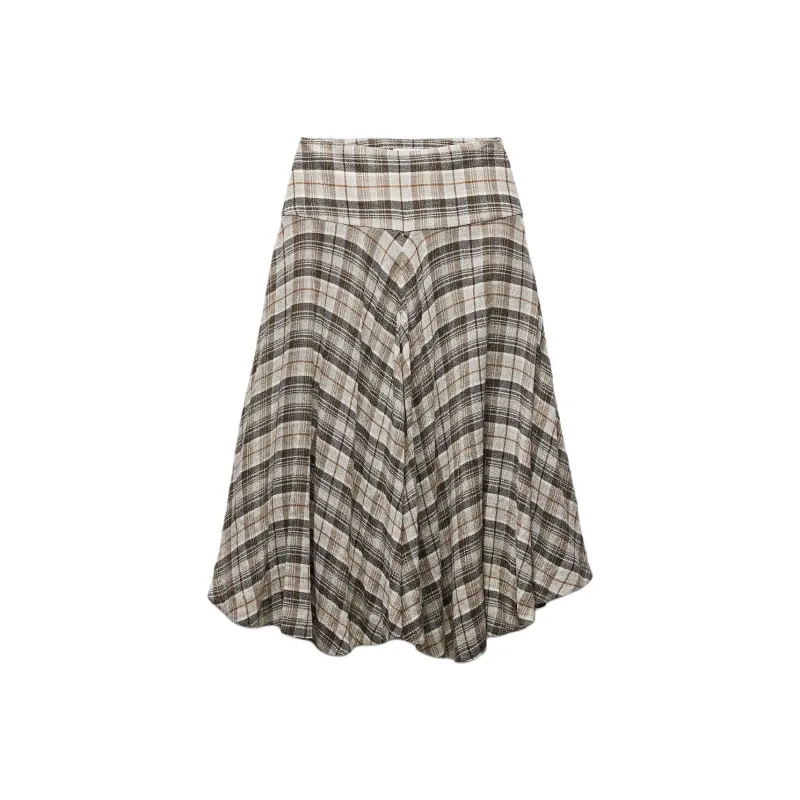 ZARA ZW Series Casual Long Skirts Women's Light Brown-0