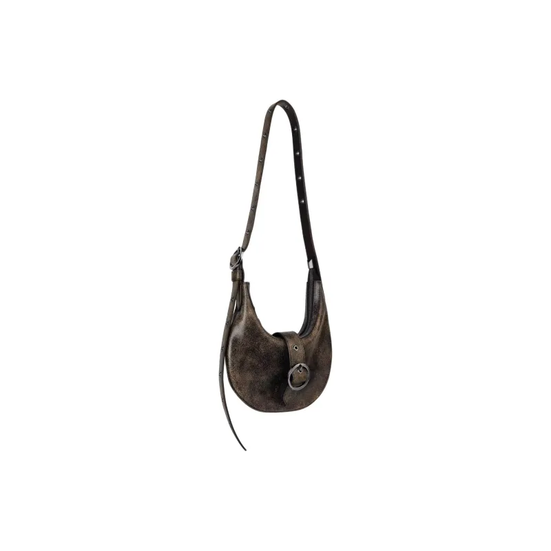 INJOYLIFE Cow Leather Saddle Bag, Shoulder Bag Women's Black Coffee-1