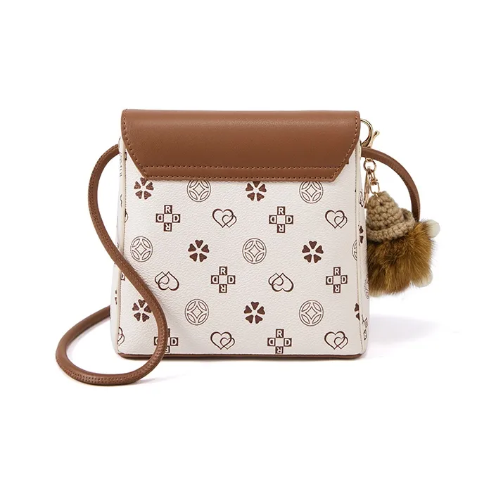 RED DRAGONFLY PVC Shoulder Bag, Crossbody Bag Regular Women's Ecru Brown-3