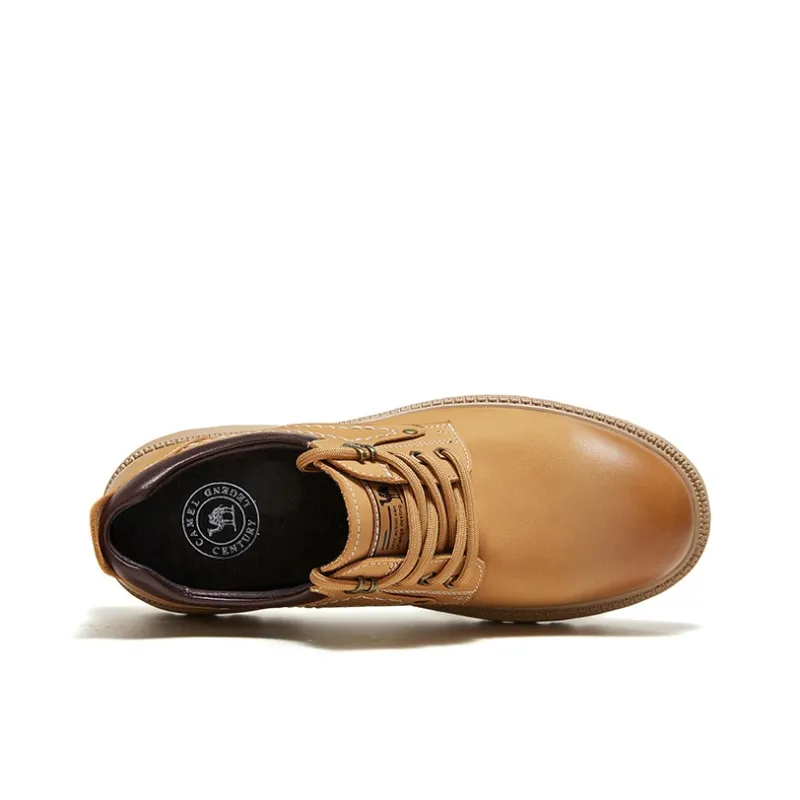 CAMEL Men's Casual Shoes Men Low Top Black, Earth Yellow-7