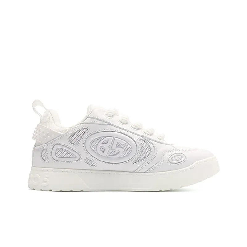 BLOCCO5 Low Top Skateboard Shoes Unisex White-4