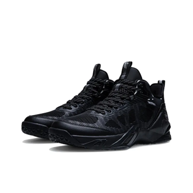 QIAODAN Cushioning Wear Resistant High Top Basketball Shoes Men's Black-2