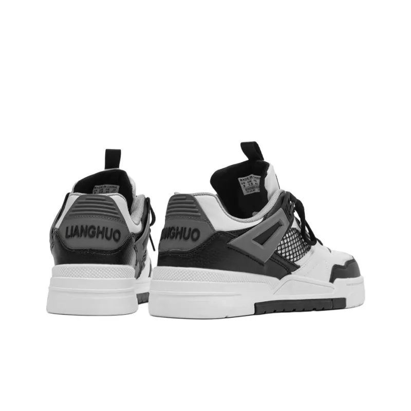 AMICNIEGD Cushioned Abrasion-Resistant Slip-Resistant Low-Top Skateboard Shoes Unisex White Black-3