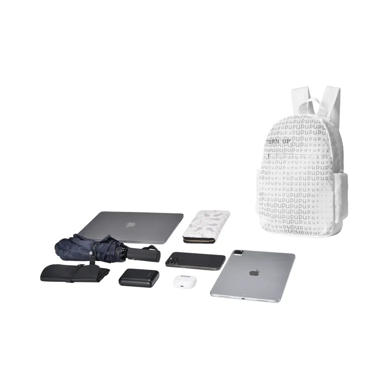TURN UP Polyester Student Backpack Regular Unisex White/Yellow/Black-4