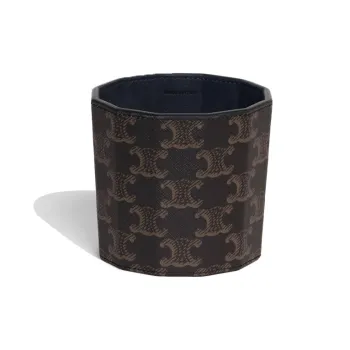 CELINE Triomphe Cow Leather Storage Bag Women's Black