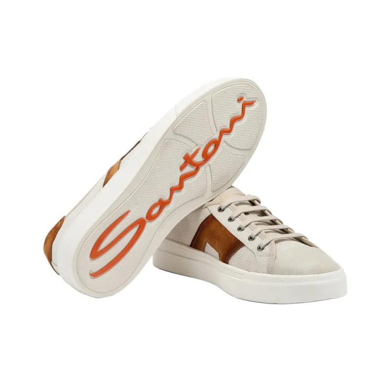 Santoni Suede panel Canvas Sneakers-4